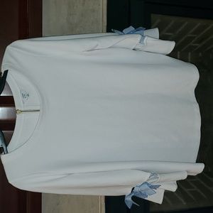 NWOT Crown & Ivy Cutout Crop Stripe Bow Sleeve Top